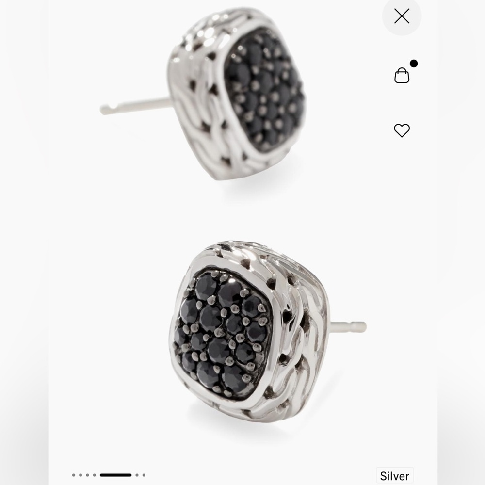 John Hardy Classic Chain Silver and Black Sapphire Earrings - Picture 3 of 9